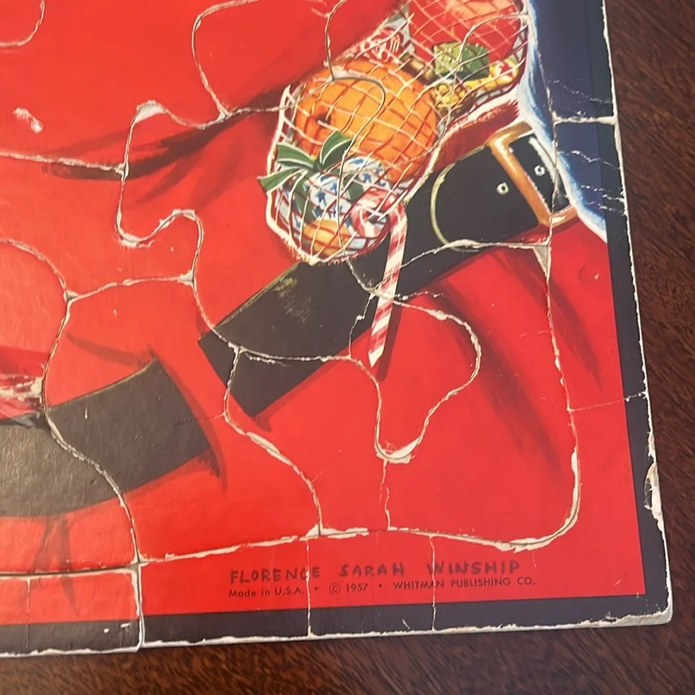 Vintage 1957 Santa Tray Puzzle. Whitman Publishing; Florence Sarah Winship